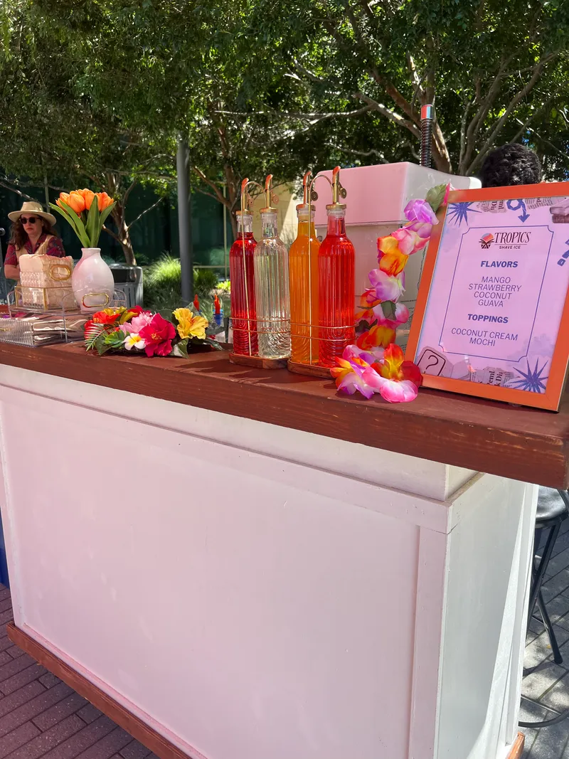 Tropics Shave Ice bar setup at a wedding