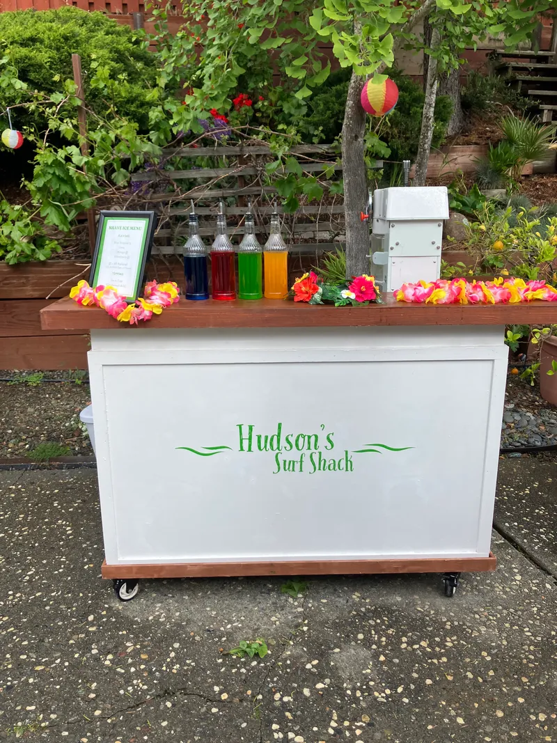 Custom branded Tropics Shave Ice bar at an indoor Bay Area event