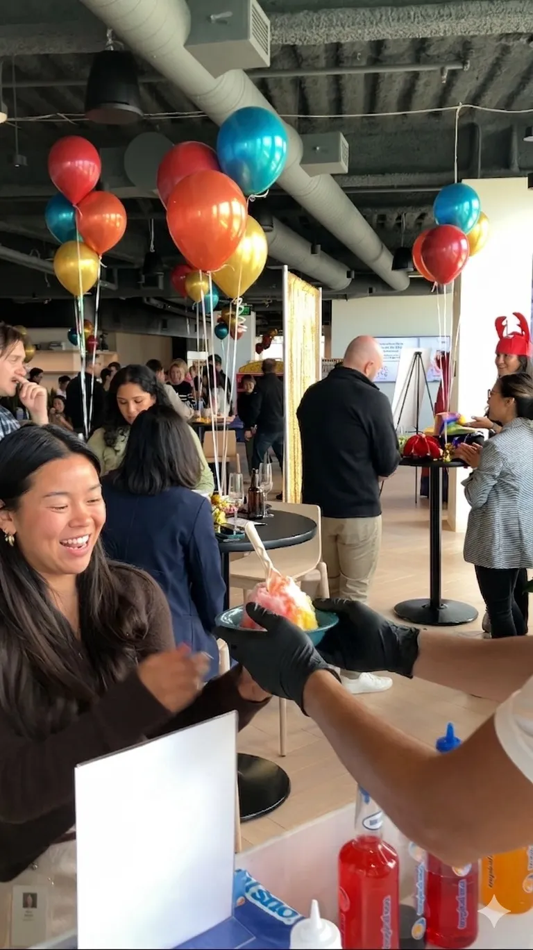 Tropics Shave Ice serving guests at a Visa corporate event
