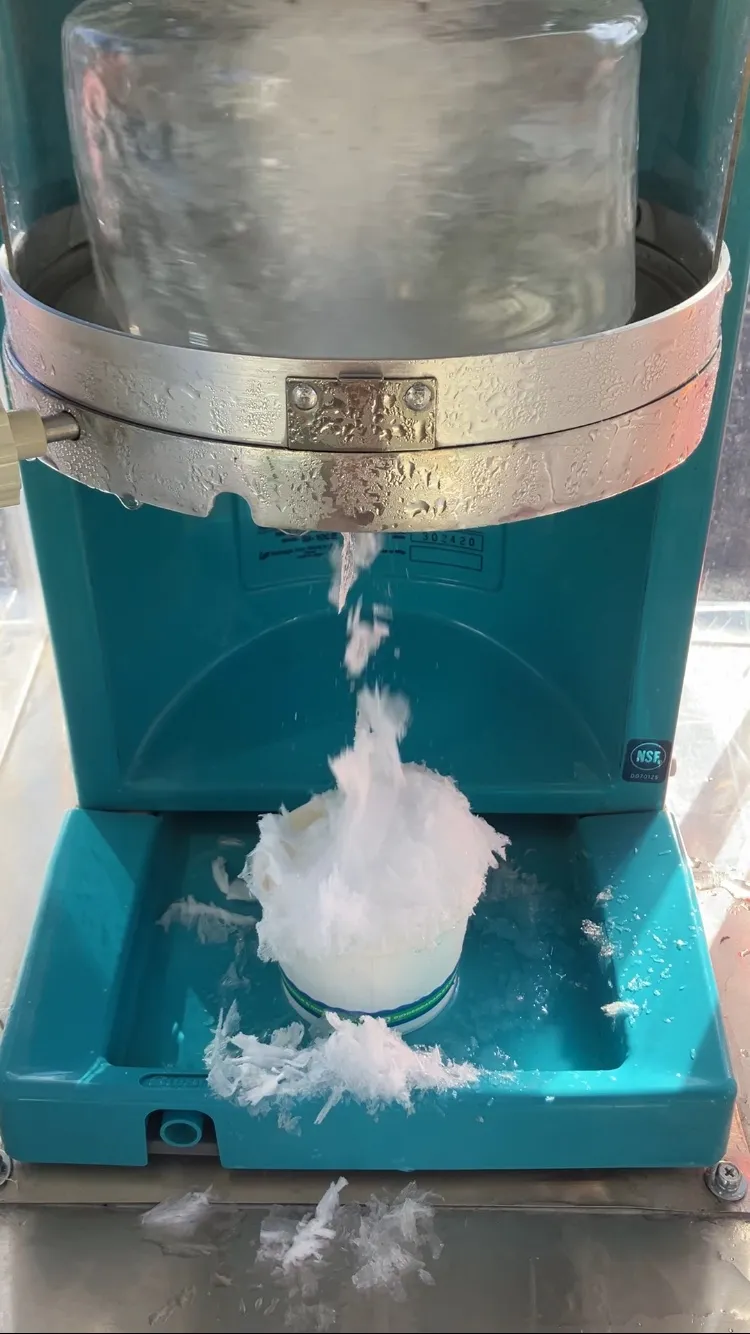Close-up of Japanese ice shaver making Hawaiian shave ice