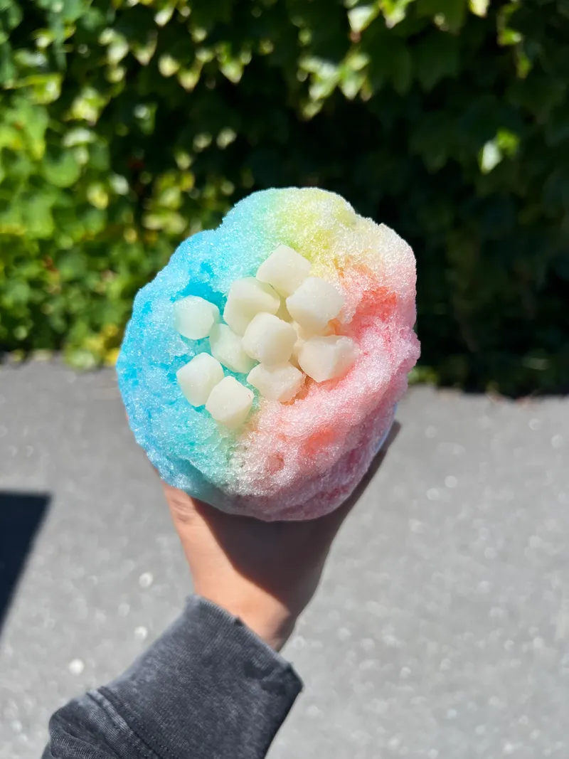 Rainbow Hawaiian shave ice with mini mochis