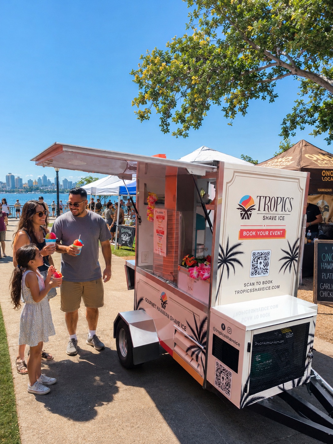 Picture of shave ice cart serving